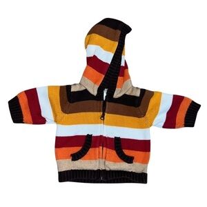 GAP Autumn Striped Zipper Sweater (0-3 mos)